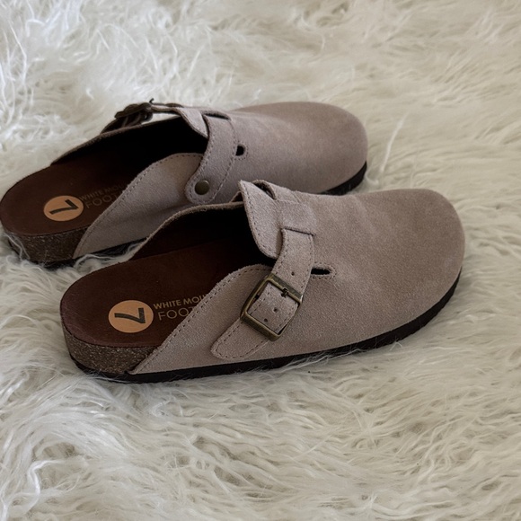 White Mountain Beige Suede Buckle Clogs - Picture 3 of 7